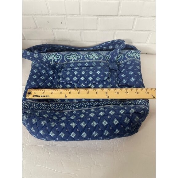 Croft & Barrow Quilted Fabric Shoulder Bag Blue Geometric Pattern - Picture 10 of 12